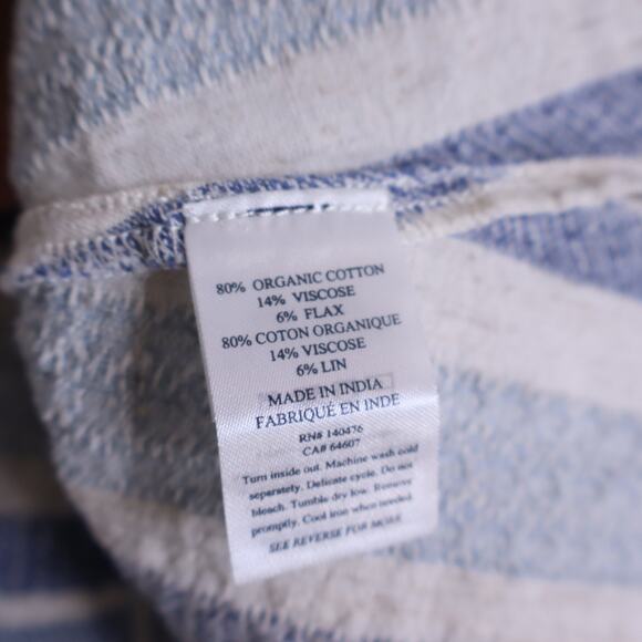 FAHERTY Annabelle Organic Cotton Blend Top Navy Slub Stripe Blouse Women's XS - Picture 9 of 9